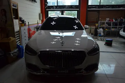 대전카스킨 + 오렌지카스킨 + 듀오톤 + Mercedes-Benz S580 + 마이바흐 + BB WRAP RF002(PET Piano Black) 피아노 블랙 / 대전 유성구 원신흥동