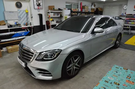 대전 오렌지 카스킨 벤츠 S350d 화이트 전체 랩핑 시공* 신차급 변신! / 대전 유성구 원신흥동