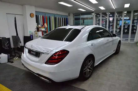 대전 오렌지 카스킨 벤츠 S350d 화이트 전체 랩핑 시공* 신차급 변신! / 대전 유성구 원신흥동