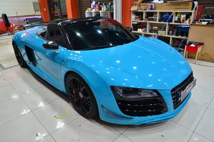 대전카스킨 + 오렌지카스킨 + 전체랩핑 + 전체PPF + AUDI + R8 GT 스파이더 + MIAMI BlLUE + 마이에미블루 + AX Film + 고광택 / 대전 유성구 원신흥동