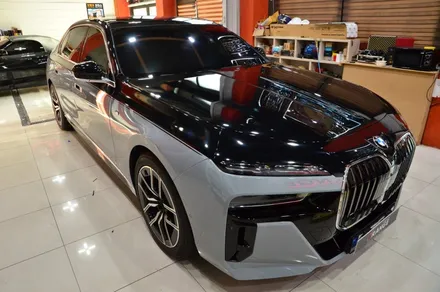 대전카스킨 + 오렌지카스킨 + 대전랩핑 + 세종랩핑 + 전체랩핑 + BMW + BMW 740i + 듀오톤 + styx - Pianm Black + 고광택 + 부분PPF / 대전 유성구 원신흥동