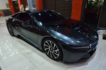 대전카스킨+오렌지 카스킨+전체랩핑+BMW I8 e drive+Satin dark grey+새틴 다크 그레이 / 대전 유성구 원신흥동