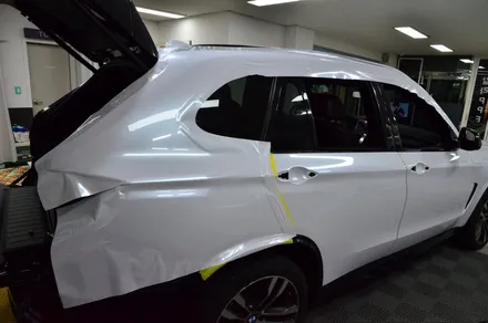 대전 카스킨 + 오렌지 카스킨 + BMW + X5 + 전체랩핑 + 스틱스  + Super Gloss Original Paint Pearl White / 대전 유성구 원신흥동
