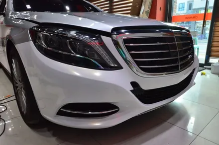 대전카스킨+오렌지 카스킨+ 전체랩핑+ BENZ S 320d 4 MATIC+Gloss White Gold Sparkle / 대전 유성구 원신흥동