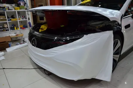 대전카스킨 + 오렌지카스킨 + 대전랩핑 + 세종랩핑 + 전체랩핑+ 전체PPF + Mercedes-Benz EQS +3M-2080-SP240 satin frozen vanilla / 대전 유성구 원신흥동