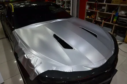 대전 카스킨 + 오렌지 카스킨 + 쉐보레 + 카마로 SS + 전체랩핑 + 에이버리 Satin Metallic Pure Silver UWF-208SM / 대전 유성구 원신흥동