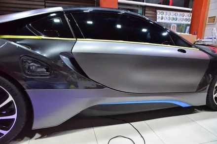 대전카스킨+오렌지 카스킨+전체랩핑+BMW I8 e drive+Satin dark grey+새틴 다크 그레이 / 대전 유성구 원신흥동