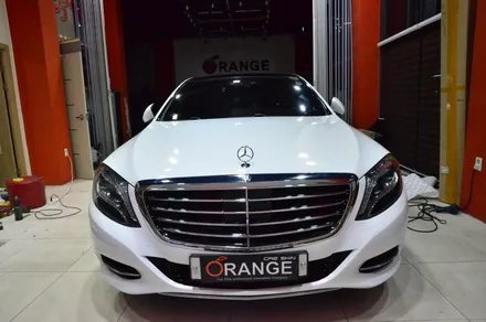 대전 카스킨+오렌지 카스킨+전체랩핑+벤츠 s350d 4matic+글로스 화이트 골드 스파클+gloss white gold sparkle / 대전 유성구 원신흥동