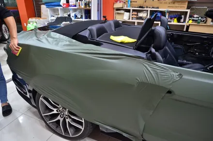대전카스킨+ 오렌지카스킨+ 대전랩핑+ Ford Mustang GT Convertible + 머스탱 GT 컨버터블 + 3M-2080-M26 Matte Military Green / 대전 유성구 원신흥동