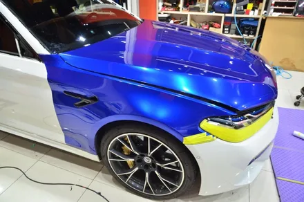 대전카스킨 + 오렌지카스킨 + 전체 랩핑 + BMW + M5 + AXfilm XXL006 (Liquid Metal Midnight Blue) / 대전 유성구 원신흥동