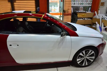 대전 카스킨+오렌지 카스킨+폭스바겐 EOS 20 TSI+글로스 화이트 골드 스파클+전체랩핑+카본 블랙 부분랩핑 / 대전 유성구 원신흥동