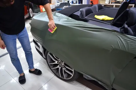 대전카스킨+ 오렌지카스킨+ 대전랩핑+ Ford Mustang GT Convertible + 머스탱 GT 컨버터블 + 3M-2080-M26 Matte Military Green / 대전 유성구 원신흥동