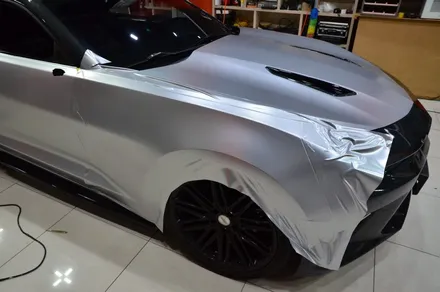 대전 카스킨 + 오렌지 카스킨 + 쉐보레 + 카마로 SS + 전체랩핑 + 에이버리 Satin Metallic Pure Silver UWF-208SM / 대전 유성구 원신흥동