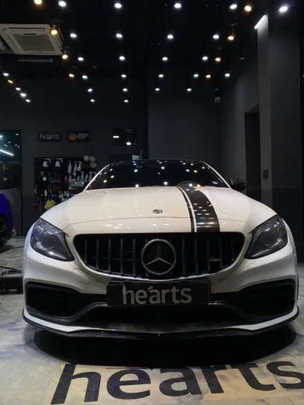 동탄 썬팅 / 벤츠 C63S AMG 전면 글라스틴트 산타나 썬팅 재시공 후기 / 동탄 산척동