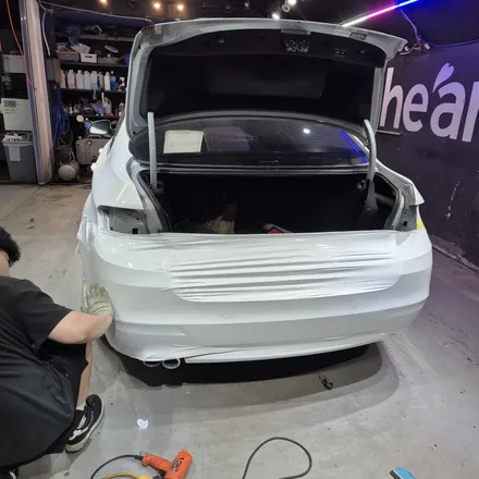 천안 안성 랩핑 BMW 5시리즈 뒷범퍼 일반수리 후 랩핑 재시공 후기 / 동탄 산척동