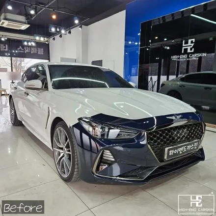 G70 유광블랙 전체랩핑 재시공 / 파주시 와동동