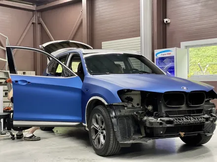 청라랩핑 BMW F25 X3 매트 메탈릭 블루 전체랩핑과 크롬죽이기 시공기 / 인천 석남동