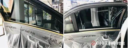 [벤츠E클래스]칼트윈 썬팅 최상위등급 TX시공 후기