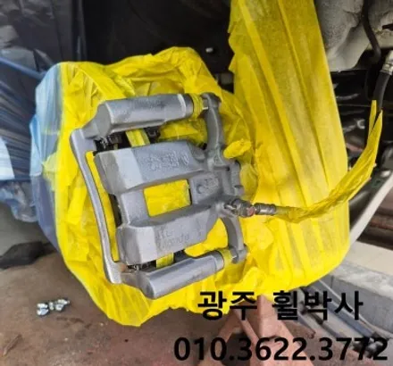휠박사_ <광주팰리세이드(흰차) 켈리퍼도색(노랑)+검정반무광휠도색>광주전남전북정읍휠도색_브레이크도색캘리퍼도색휠도색 / 광주 북구 삼각동