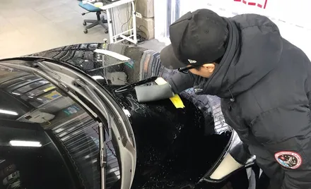 부산본넷랩핑 에이버리슈프림정품카본으로변신한 벨로스터 / 부산 수영구 광안동
