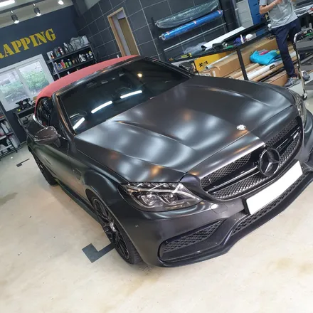신형 C63AMG 접촉사고로 랩핑 재시공하다, 보험수리로 해결가능 / 하남 하산곡동
