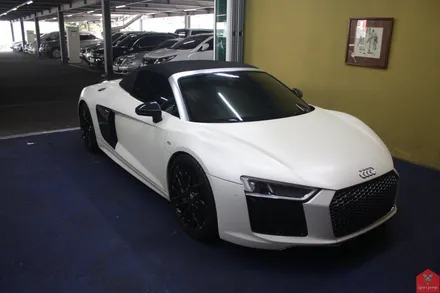 부산랩핑 전문점 현스게러지 아우디 R8 V10 스파이더 글로스 라이트 그린 전체랩핑 시공 소개 / 부산 강서구 명지동