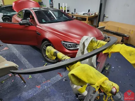강렬한 컬러로 변신! 부산랩핑 전문점 현스게러지 BMW M6 사틴 뱀파이어 레드 전체랩핑 시공 소개 / 부산 강서구 명지동