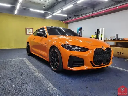 부산랩핑 전문점 현스게러지 BMW 신형 M440i 글로스 번트 오렌지 전체랩핑 시공 소개 / 부산 강서구 명지동