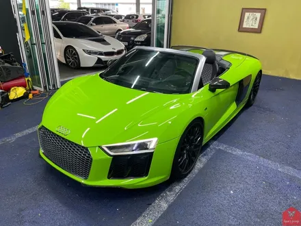 부산랩핑 전문점 현스게러지 아우디 R8 V10 스파이더 글로스 라이트 그린 전체랩핑 시공 소개 / 부산 강서구 명지동