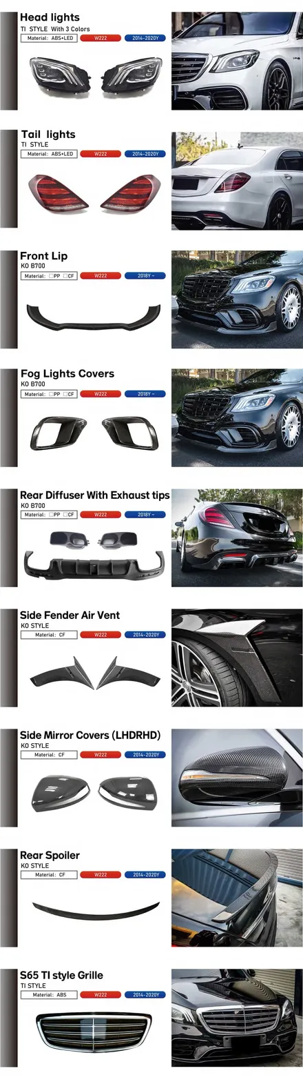 [공지] W222 에스 클래스 S350,S450,S500,S600,S63AMG,S65AMG 신형개조,튜닝그릴,보디키트,카본파츠,알로이휠등 중국/대만산 안내 / 경기 성남 분당