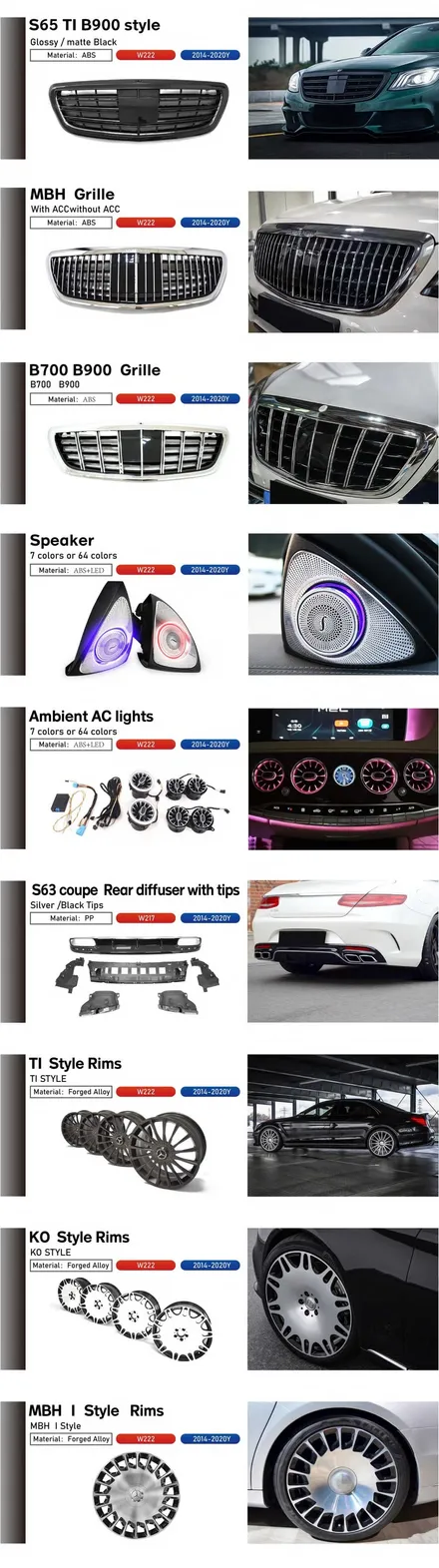 [공지] W222 에스 클래스 S350,S450,S500,S600,S63AMG,S65AMG 신형개조,튜닝그릴,보디키트,카본파츠,알로이휠등 중국/대만산 안내 / 경기 성남 분당