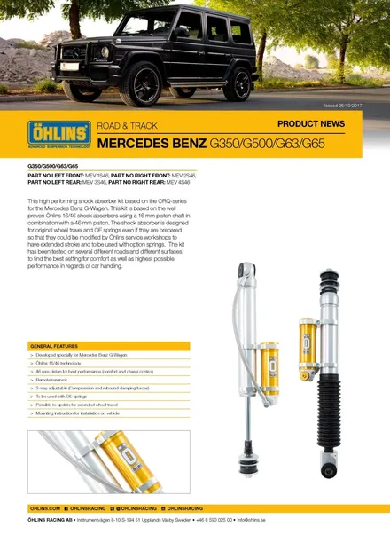 올린즈 지바겐 서스펜션 키트 대모카 할인 판매 G63AMG G500 G65AMG 벤츠 지바겐 / 경기 성남 분당