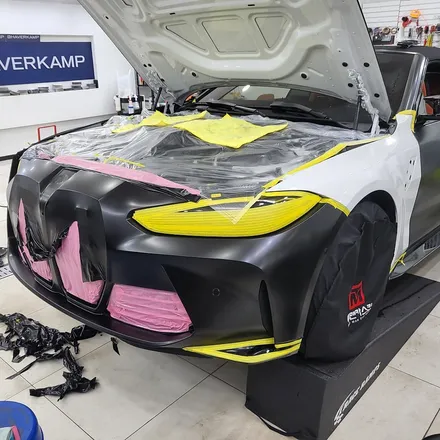 BMW M4 컨버터블 사틴블랙 앞범퍼 앞휀다 랩핑 / 사고로 인한 부분랩핑 진행 해드렸습니다^^ / 인천 남동구 랩핑 / 인천 남동구 논현동