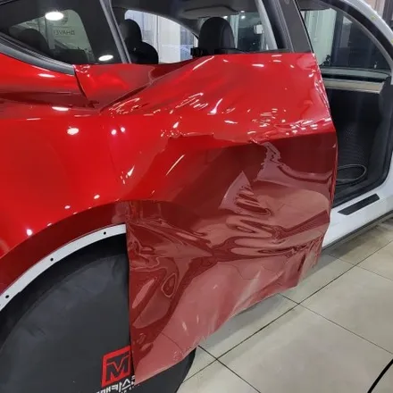 테슬라 모델Y 기존랩핑 제거 후 뱀파이어레드 컬러로 강렬하게 전체랩핑 완성 해드렸습니다^^ / 한야랩핑 / 인천랩핑 / 인천 남동구 논현동
