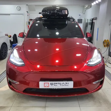 인천랩핑 테슬라 랩핑 PPF를 전문점에서 해야하는 이유~! / 테슬라 모델Y 한야 - 뱀파이어레드 전체랩핑 / 인천 서구, 부평, 부천