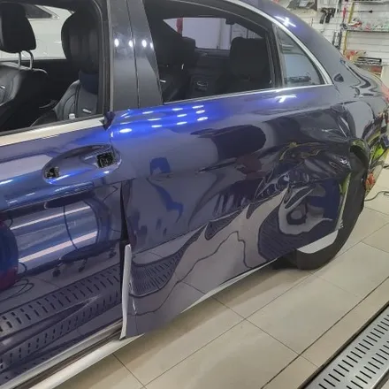 인천랩핑 벤츠 S63 amg 기존랩핑 제거 후 BMW 탄자나이트 컬러로 전체랩핑 진행 / 추가로 부분 실버크롬랩핑으로 고급스럽게 만들어 드렸습니다 / 인천 남동구 논현동