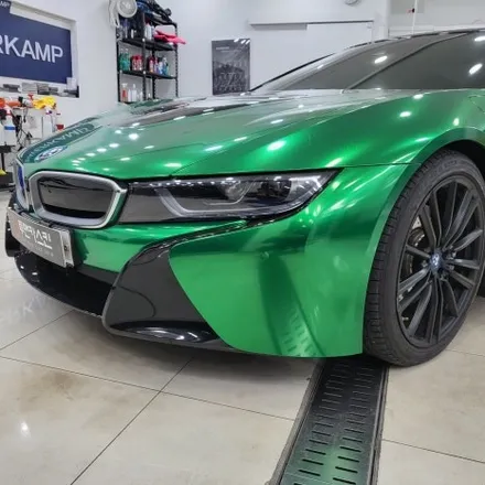 BMW i8 로드스터 퍼스트에디션 전체랩핑 시공 완료 / 에이버리데니슨 글로스 메탈릭 레디오엑티브 / 고급스러운 그린컬러 랩핑 / 인천 미추홀구랩핑 미추홀랩핑 / 투맨카스킨 / 인천 남동구 논현동