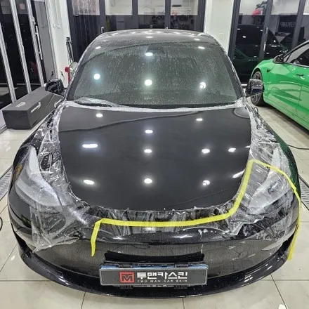 테슬라 모델3 블랙컬러 보닛 PPF 셀프 작업 실패 후, 전문가에게 맡긴 성공적인 변신! / 인천 남동구 논현동