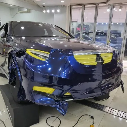 인천랩핑 벤츠 S63 amg 기존랩핑 제거 후 BMW 탄자나이트 컬러로 전체랩핑 진행 / 추가로 부분 실버크롬랩핑으로 고급스럽게 만들어 드렸습니다 / 인천 남동구 논현동