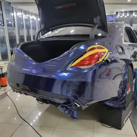 인천랩핑 벤츠 S63 amg 기존랩핑 제거 후 BMW 탄자나이트 컬러로 전체랩핑 진행 / 추가로 부분 실버크롬랩핑으로 고급스럽게 만들어 드렸습니다 / 인천 남동구 논현동