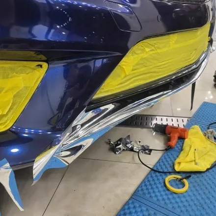 인천랩핑 벤츠 S63 amg 기존랩핑 제거 후 BMW 탄자나이트 컬러로 전체랩핑 진행 / 추가로 부분 실버크롬랩핑으로 고급스럽게 만들어 드렸습니다 / 인천 남동구 논현동