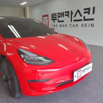 인천 랩핑 테슬라 모델3 카마인레드 전체랩핑 시공기/모델3 랩핑/퀄리티 최고 / 인천 남동구 논현동