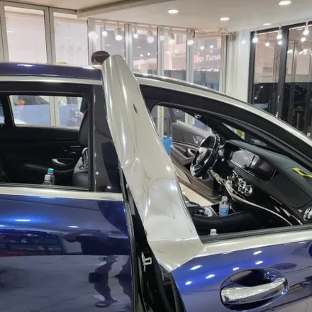 인천랩핑 벤츠 S63 amg 기존랩핑 제거 후 BMW 탄자나이트 컬러로 전체랩핑 진행 / 추가로 부분 실버크롬랩핑으로 고급스럽게 만들어 드렸습니다 / 인천 남동구 논현동
