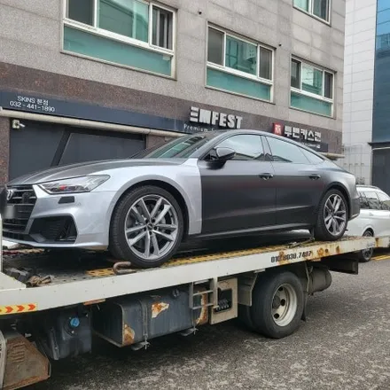 인천ppf 랩핑 아우디 a7 앞범퍼 앞휀다 사틴블랙 랩핑 후 무광ppf 작업진행 해드렸습니다 / 아우디a7 랩핑 ppf 전문점 / 인천 남동구 논현동