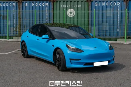 인천랩핑 테슬라 모델3 퍼포먼스 에이버리 라이트블루 전체랩핑 시공기/모델3 랩핑/청라랩핑/테슬라랩핑 / 인천 남동구 논현동