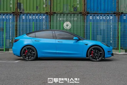 인천랩핑 테슬라 모델3 퍼포먼스 에이버리 라이트블루 전체랩핑 시공기/모델3 랩핑/청라랩핑/테슬라랩핑 / 인천 남동구 논현동