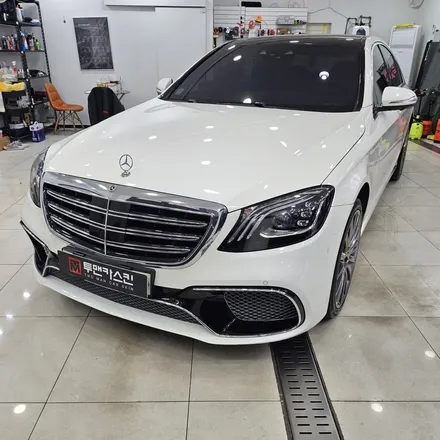 벤츠 S클래스 S350d 사이드스텝 실버크롬 포인트랩핑 / 도어컵PPF 작업 / 인천 남동구 논현동