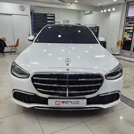 벤츠 S580 전체랩핑 재시공, 사틴화이트펄에서 화이트골드스파클로 완벽 변신 / 인천 남동구 논현동