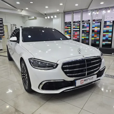 벤츠 S580 전체랩핑 재시공, 사틴화이트펄에서 화이트골드스파클로 완벽 변신 / 인천 남동구 논현동