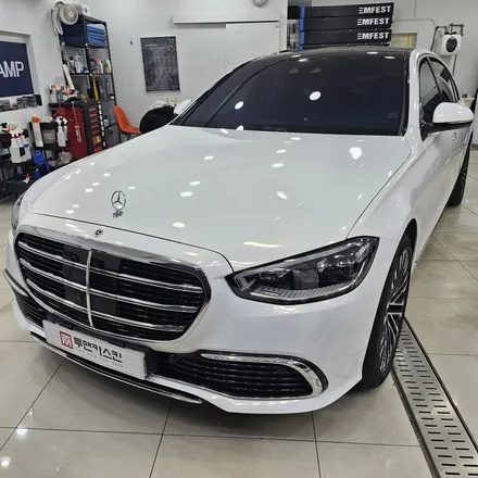 벤츠 S580 전체랩핑 재시공, 사틴화이트펄에서 화이트골드스파클로 완벽 변신 / 인천 남동구 논현동